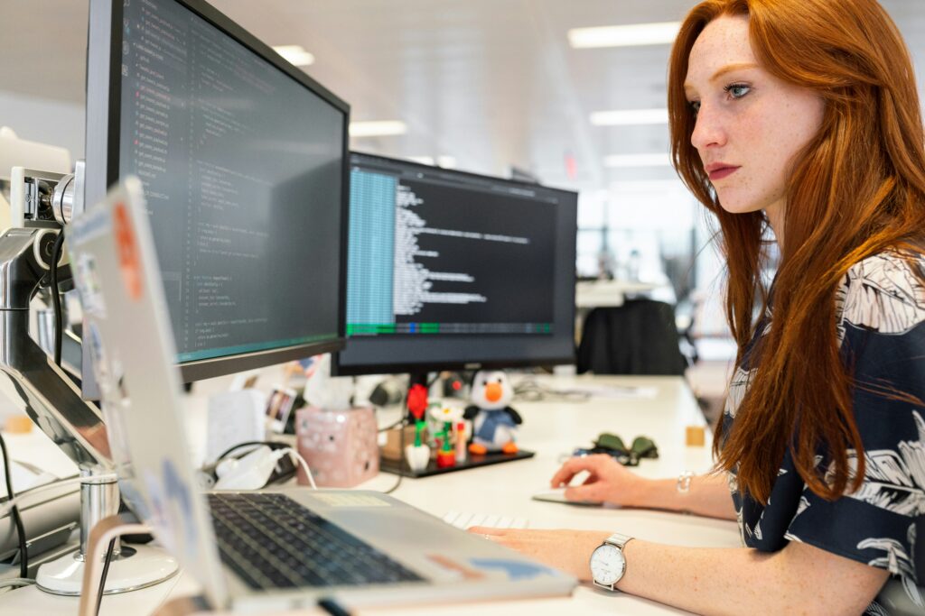 Software developer working at a computer